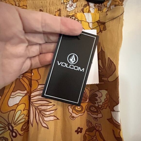 VOLCOM NWT $56 Sun Keep Pant Pull-on Tropic Yellow Floral Size M - Picture 11 of 11